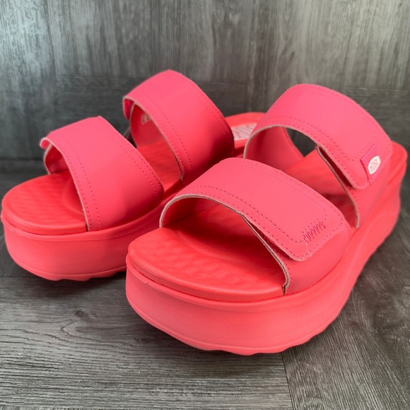 Hey Dude Delray Slide Mono Women 11 Electric Pink NEW Platform Sandals 41761-6QQ - Picture 3 of 8